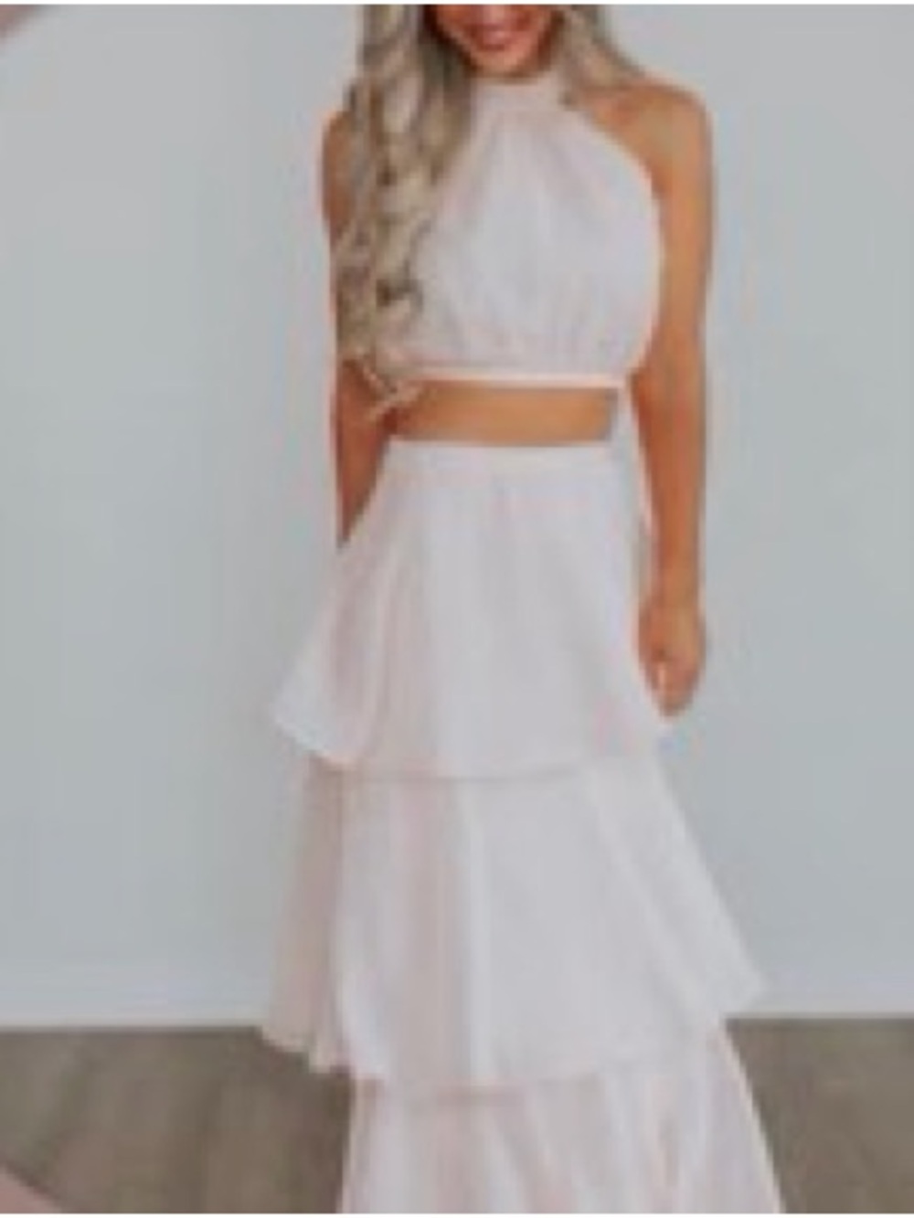 Sleeveless Tiered Maxi Dress in Light Pink